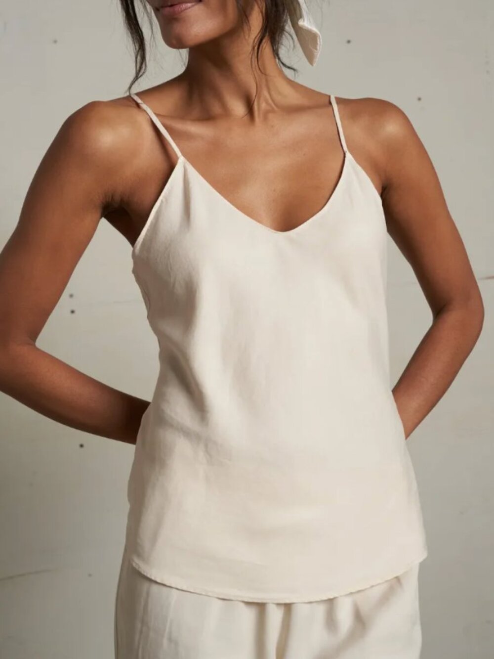 Perfectwhitetee Sugar Off-White Linda 100% Tencel Bias Cut Cami Top Size: M
